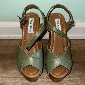 Steve Madden Beatree Green Leather Heels